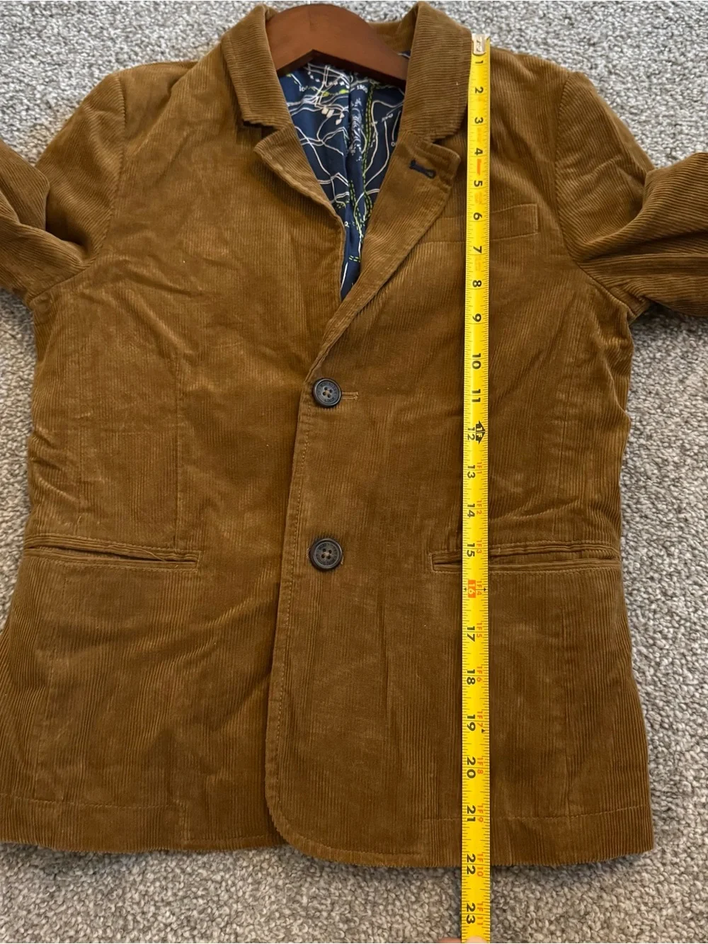 Mini Boden Boys Brown Corduroy Blazer Jacket Map Lining 9-10Y
